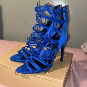 Zara Blue Lace-up Heels